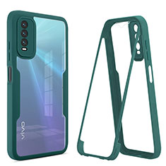 Silicone Transparent Frame Case Cover 360 Degrees MJ1 for Vivo Y12A Green