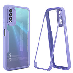 Silicone Transparent Frame Case Cover 360 Degrees MJ1 for Vivo Y12A Purple