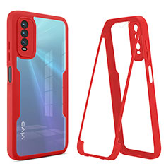 Silicone Transparent Frame Case Cover 360 Degrees MJ1 for Vivo Y12A Red