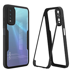 Silicone Transparent Frame Case Cover 360 Degrees MJ1 for Vivo Y20T Black