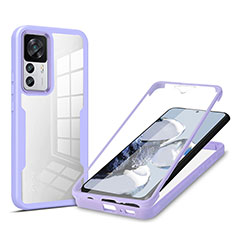 Silicone Transparent Frame Case Cover 360 Degrees MJ1 for Xiaomi Mi 12T 5G Purple