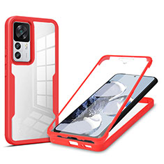 Silicone Transparent Frame Case Cover 360 Degrees MJ1 for Xiaomi Mi 12T 5G Red