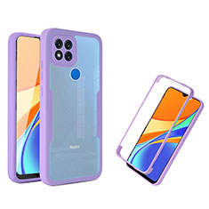 Silicone Transparent Frame Case Cover 360 Degrees MJ1 for Xiaomi POCO C31 Purple