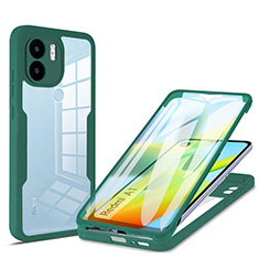 Silicone Transparent Frame Case Cover 360 Degrees MJ1 for Xiaomi Poco C50 Green