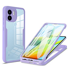 Silicone Transparent Frame Case Cover 360 Degrees MJ1 for Xiaomi Poco C50 Purple