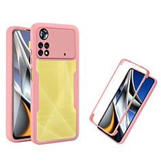 Silicone Transparent Frame Case Cover 360 Degrees MJ1 for Xiaomi Poco X4 Pro 5G Rose Gold