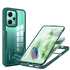 Silicone Transparent Frame Case Cover 360 Degrees MJ1 for Xiaomi Poco X5 5G Green