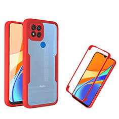 Silicone Transparent Frame Case Cover 360 Degrees MJ1 for Xiaomi Redmi 9 Activ Red