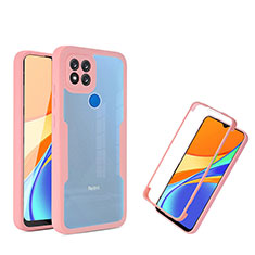 Silicone Transparent Frame Case Cover 360 Degrees MJ1 for Xiaomi Redmi 9C NFC Rose Gold