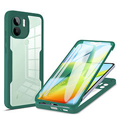 Silicone Transparent Frame Case Cover 360 Degrees MJ1 for Xiaomi Redmi A1 Plus Green