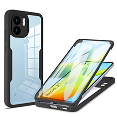 Silicone Transparent Frame Case Cover 360 Degrees MJ1 for Xiaomi Redmi A2 Plus Black