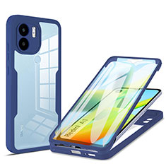 Silicone Transparent Frame Case Cover 360 Degrees MJ1 for Xiaomi Redmi A2 Plus Blue