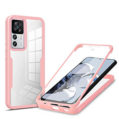 Silicone Transparent Frame Case Cover 360 Degrees MJ1 for Xiaomi Redmi K50 Ultra 5G Rose Gold