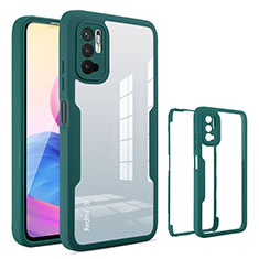 Silicone Transparent Frame Case Cover 360 Degrees MJ1 for Xiaomi Redmi Note 10T 5G Green