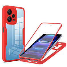Silicone Transparent Frame Case Cover 360 Degrees MJ1 for Xiaomi Redmi Note 12 Explorer Red