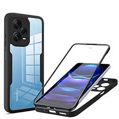 Silicone Transparent Frame Case Cover 360 Degrees MJ1 for Xiaomi Redmi Note 12 Pro+ Plus 5G Black