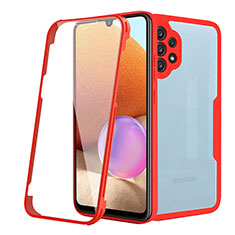 Silicone Transparent Frame Case Cover 360 Degrees MJ2 for Samsung Galaxy A32 5G Red