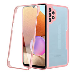 Silicone Transparent Frame Case Cover 360 Degrees MJ2 for Samsung Galaxy A32 5G Rose Gold