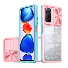 Silicone Transparent Frame Case Cover 360 Degrees QW1 for Xiaomi Redmi Note 11 Pro 4G Sky Blue