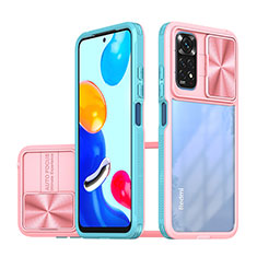 Silicone Transparent Frame Case Cover 360 Degrees QW1 for Xiaomi Redmi Note 11S 4G Sky Blue