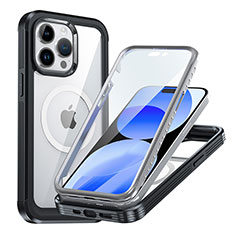 Silicone Transparent Frame Case Cover 360 Degrees with Mag-Safe Magnetic AC1 for Apple iPhone 15 Pro Black