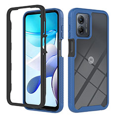 Silicone Transparent Frame Case Cover 360 Degrees YB1 for Motorola Moto G 5G (2023) Blue