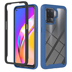 Silicone Transparent Frame Case Cover 360 Degrees YB1 for Oppo Reno5 F Blue