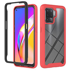 Silicone Transparent Frame Case Cover 360 Degrees YB1 for Oppo Reno5 F Red