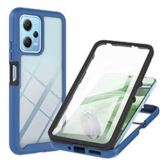 Silicone Transparent Frame Case Cover 360 Degrees YB1 for Xiaomi Poco X5 5G Blue