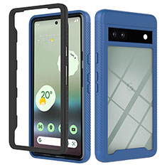 Silicone Transparent Frame Case Cover 360 Degrees YB2 for Google Pixel 7a 5G Blue