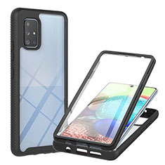 Silicone Transparent Frame Case Cover 360 Degrees YB2 for Samsung Galaxy A71 4G A715 Black