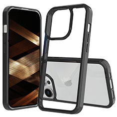 Silicone Transparent Frame Case Cover 360 Degrees ZJ1 for Apple iPhone 15 Pro Black