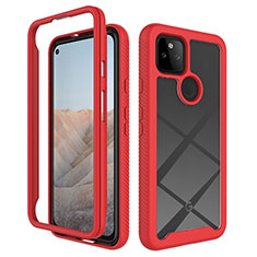 Silicone Transparent Frame Case Cover 360 Degrees ZJ1 for Google Pixel 5a 5G Red