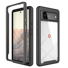 Silicone Transparent Frame Case Cover 360 Degrees ZJ1 for Google Pixel 6 5G Black