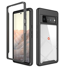 Silicone Transparent Frame Case Cover 360 Degrees ZJ1 for Google Pixel 6 Pro 5G Black