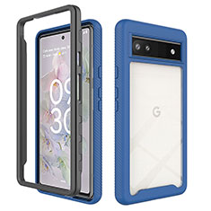 Silicone Transparent Frame Case Cover 360 Degrees ZJ1 for Google Pixel 6a 5G Blue