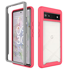 Silicone Transparent Frame Case Cover 360 Degrees ZJ1 for Google Pixel 6a 5G Hot Pink