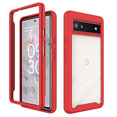 Silicone Transparent Frame Case Cover 360 Degrees ZJ1 for Google Pixel 6a 5G Red