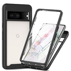 Silicone Transparent Frame Case Cover 360 Degrees ZJ1 for Google Pixel 7 5G Black