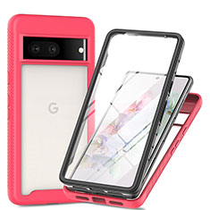 Silicone Transparent Frame Case Cover 360 Degrees ZJ1 for Google Pixel 7 5G Hot Pink