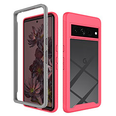 Silicone Transparent Frame Case Cover 360 Degrees ZJ1 for Google Pixel 7 Pro 5G Hot Pink