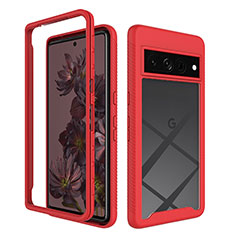 Silicone Transparent Frame Case Cover 360 Degrees ZJ1 for Google Pixel 7 Pro 5G Red