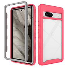 Silicone Transparent Frame Case Cover 360 Degrees ZJ1 for Google Pixel 7a 5G Hot Pink