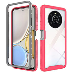 Silicone Transparent Frame Case Cover 360 Degrees ZJ1 for Huawei Honor Magic4 Lite 4G Hot Pink