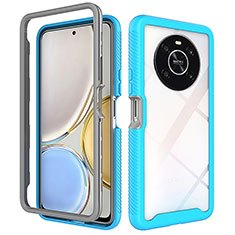 Silicone Transparent Frame Case Cover 360 Degrees ZJ1 for Huawei Honor Magic4 Lite 4G Sky Blue