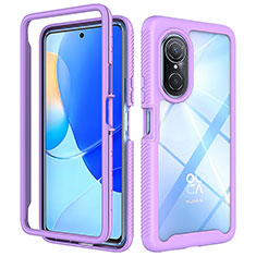 Silicone Transparent Frame Case Cover 360 Degrees ZJ1 for Huawei Nova 9 SE Clove Purple