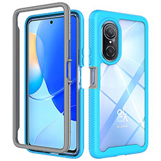 Silicone Transparent Frame Case Cover 360 Degrees ZJ1 for Huawei Nova 9 SE Sky Blue