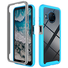 Silicone Transparent Frame Case Cover 360 Degrees ZJ1 for Nokia X100 5G Sky Blue