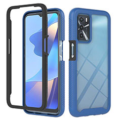 Silicone Transparent Frame Case Cover 360 Degrees ZJ1 for Oppo A16s Blue
