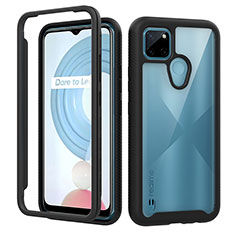 Silicone Transparent Frame Case Cover 360 Degrees ZJ1 for Realme C25Y Black